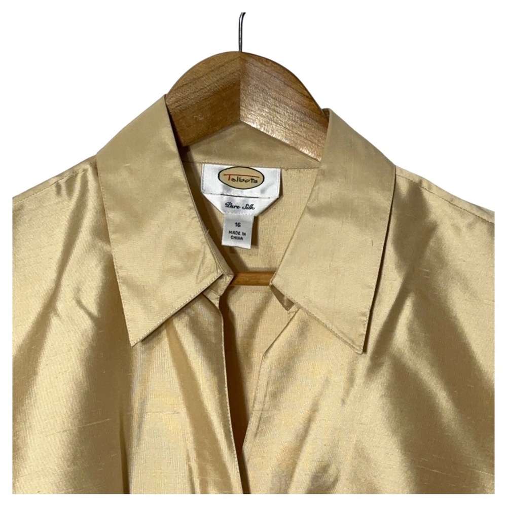 Talbots Womens Pure Silk Blouse Plus Size 16 Rhinestone Charm Dinner Evening - Picture 3 of 5